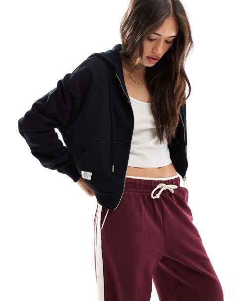 Cotton On classic fleece oversized zip through hoodie in black - view 1