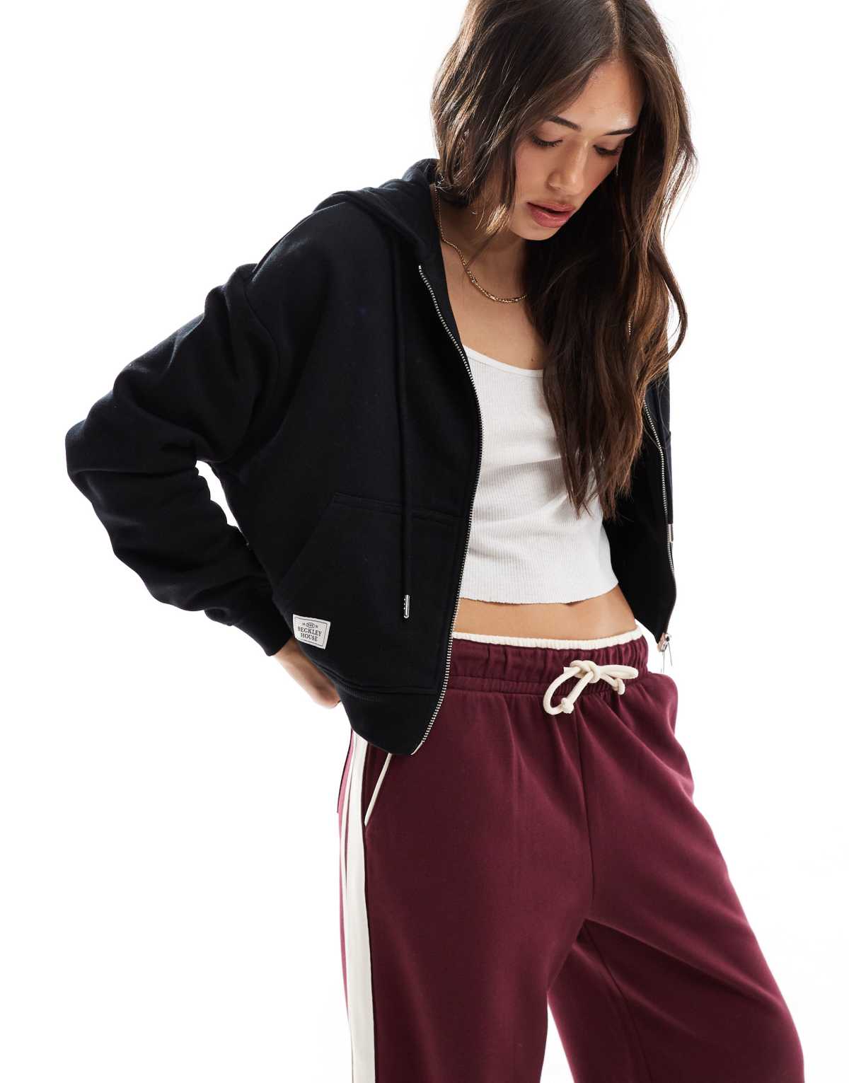Cotton On classic fleece oversized zip through hoodie in black
