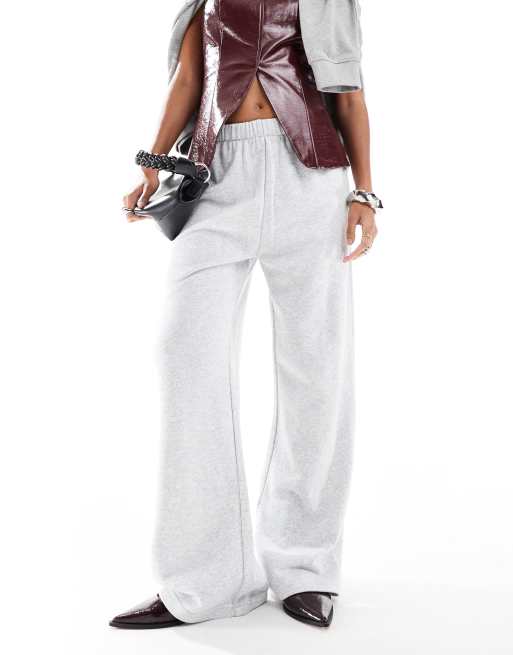 Cotton On Classic fleece wide leg joggers in grey - GREY