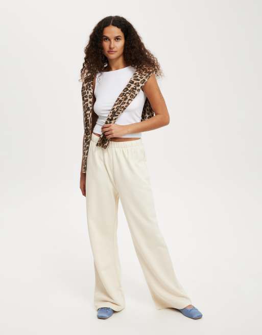 Cotton  On Classic fleece wide leg sweatpant in white 
