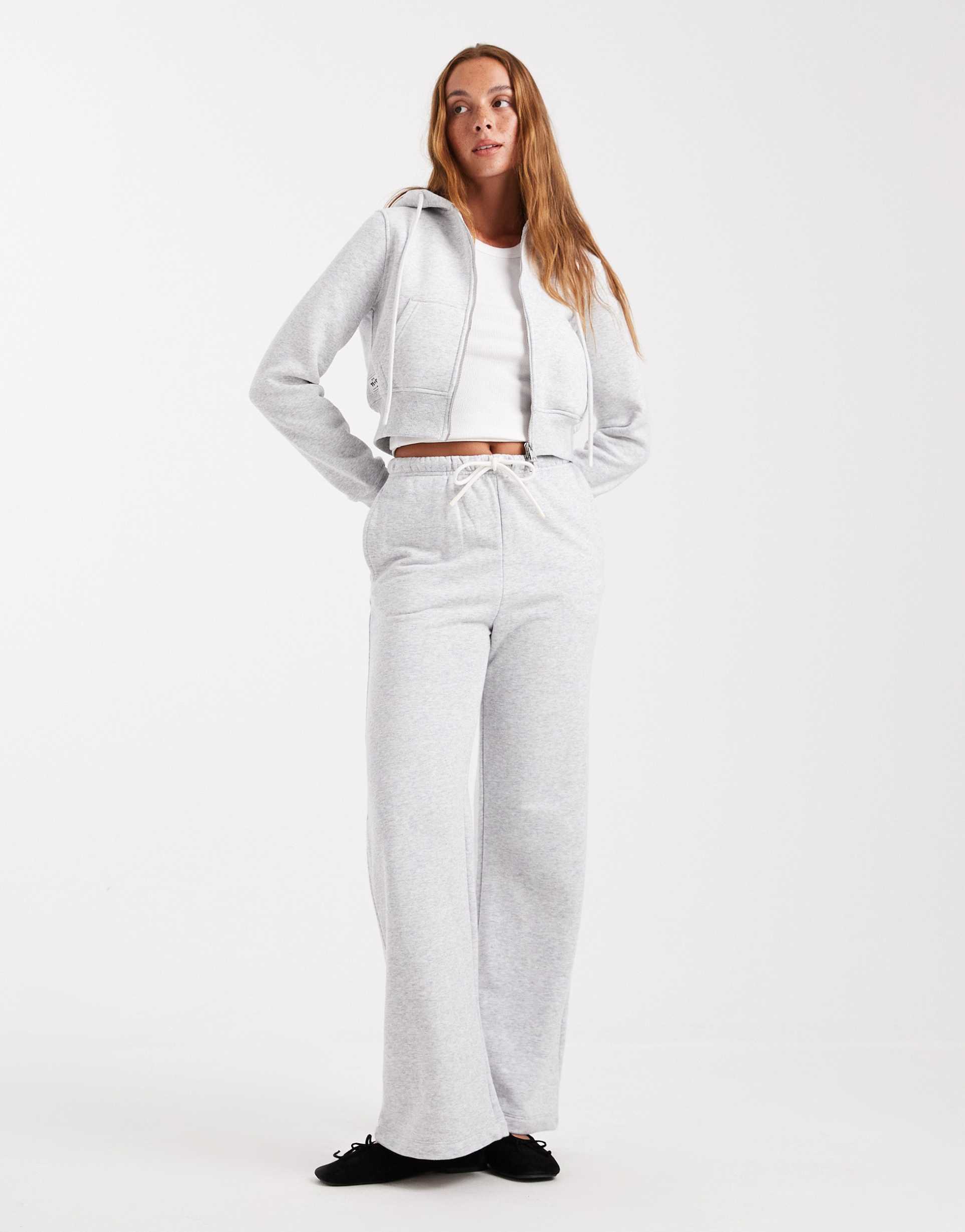 cotton on classic fleece wide leg sweatpants in soft gray heather - part of a set
