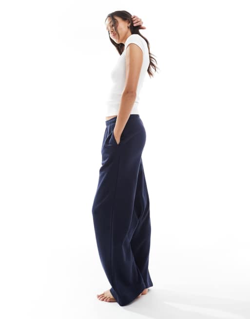 Cotton On classic fleece wide leg trackies in navy