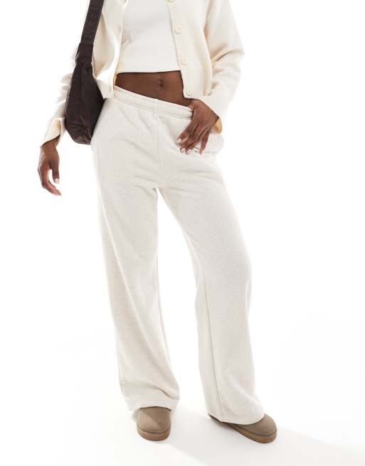 Cotton On classic fleece wide leg tracksuit pants in heathered oatmeal