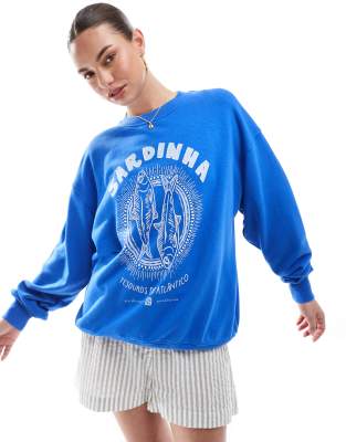 Cotton On Classic graphic crew sweatshirt in blue - view 1