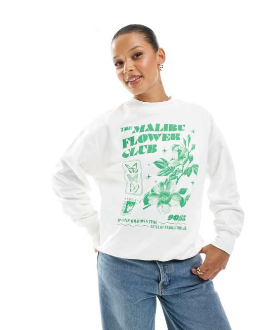 Cotton On Classic graphic crew sweatshirt in white - WHITE