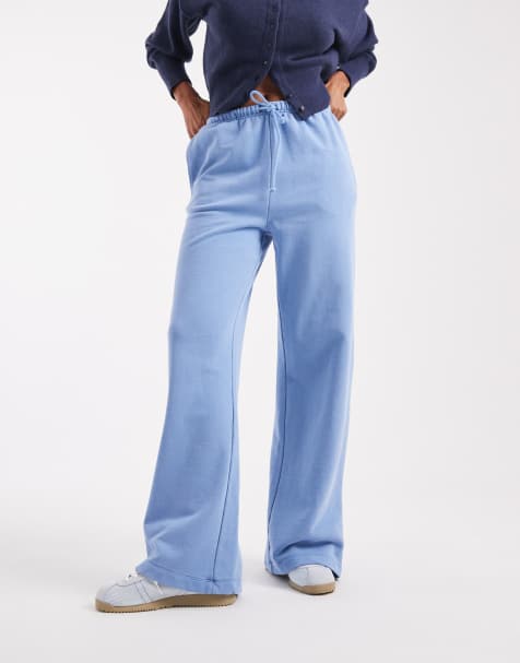 Cotton On - Classic - Vasket blå joggingbukser med vide ben i fleece - view 1