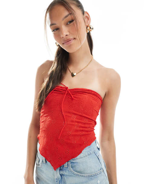 Cotton On – Claudia – Czerwony top tuba z dekoltem typu halter - view 1