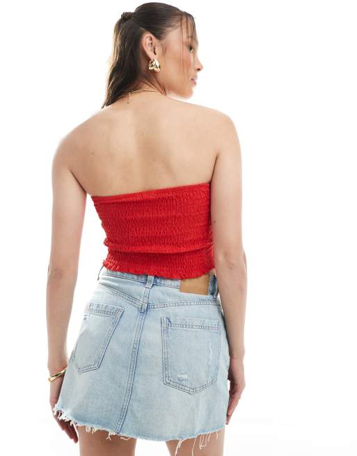Cotton On – Claudia – Neckholder-Schlauchoberteil in Rot, 4 von 4
