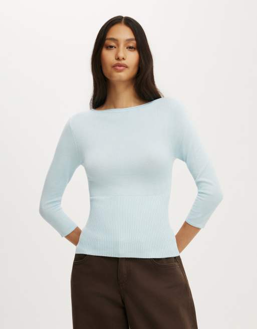 Cotton On Close knit boat neck in seaside blue, 2 of 4