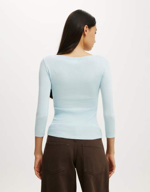 Cotton On Close knit boat neck in seaside blue, 4 of 4