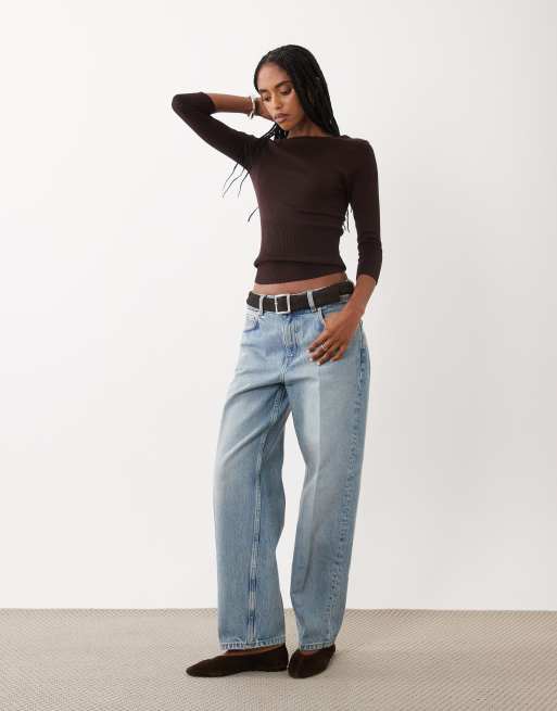 Cotton On close knit boat neck jumper in dark oak, 2 of 4