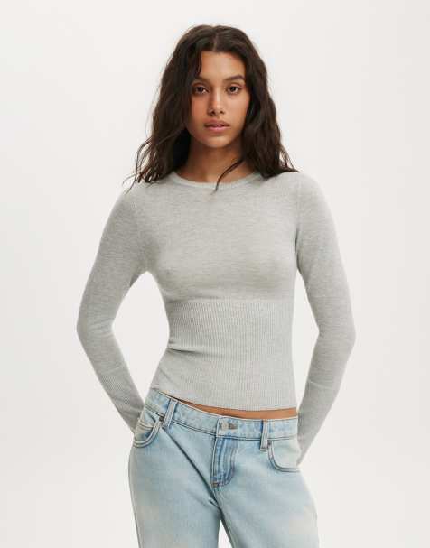 Cotton On Close knit crew top in grey