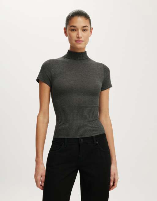 Cotton On Close knit ss roll neck in charcoal marle, 2 of 4