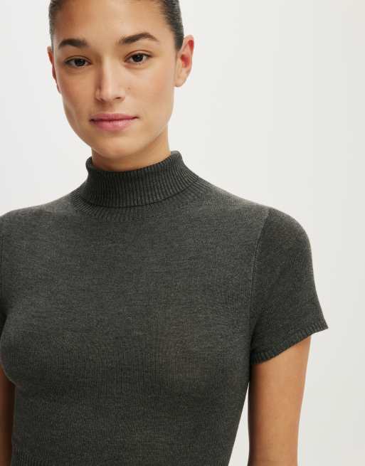 Cotton On Close knit ss roll neck in charcoal marle, 3 of 4