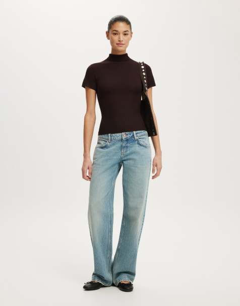 Cotton On Close knit ss roll neck in dark oak - view 1