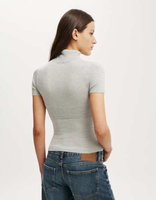 Cotton On Close knit ss roll neck in grey marle, 4 of 4