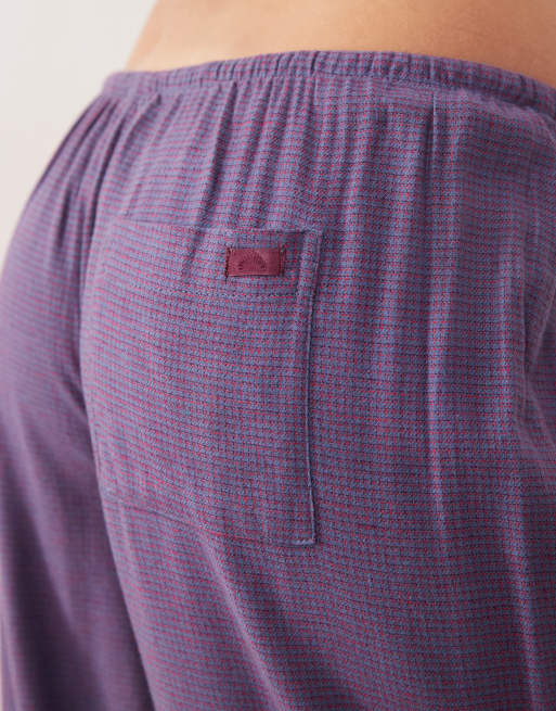 Cotton On cloud soft pyjama flannel trouser in micro blue check, 2 of 4