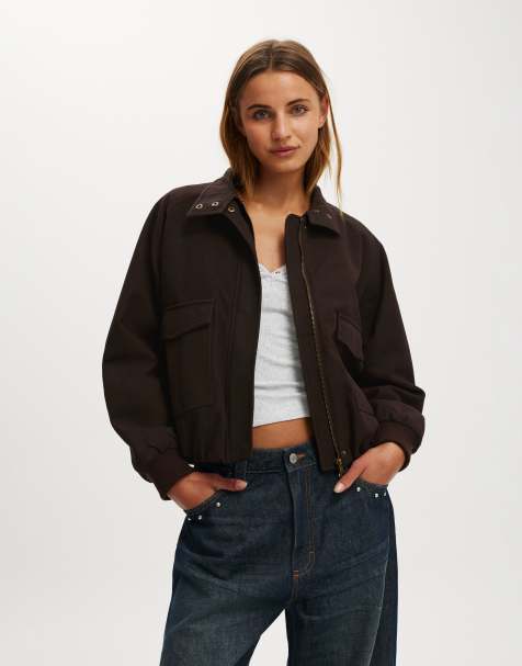 Cotton On Clover funnel neck bomber in brown - view 1