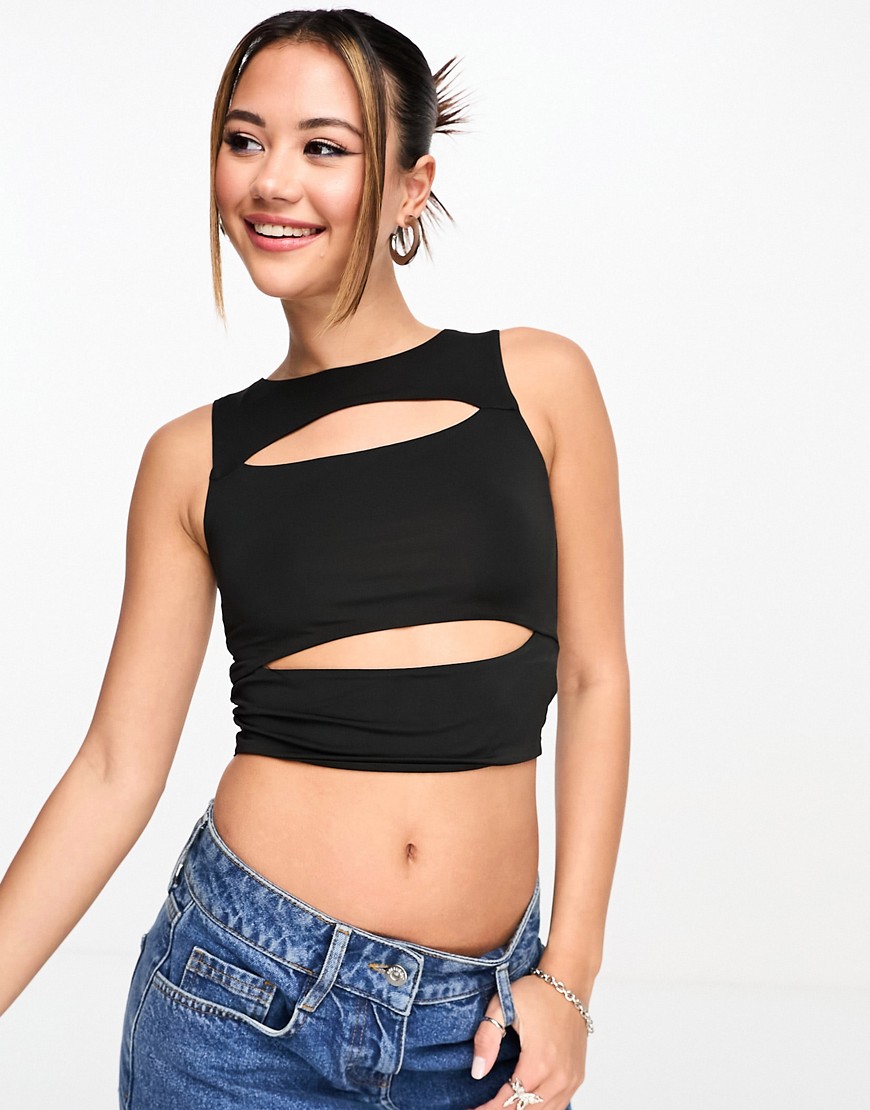 Cotton On Cody cut out tank in black