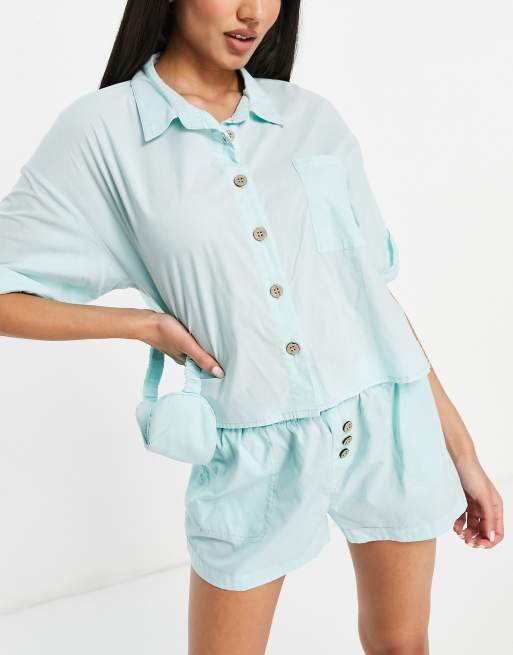 Cotton On - Completo da notte con top e pantaloni in tessuto, colore verde