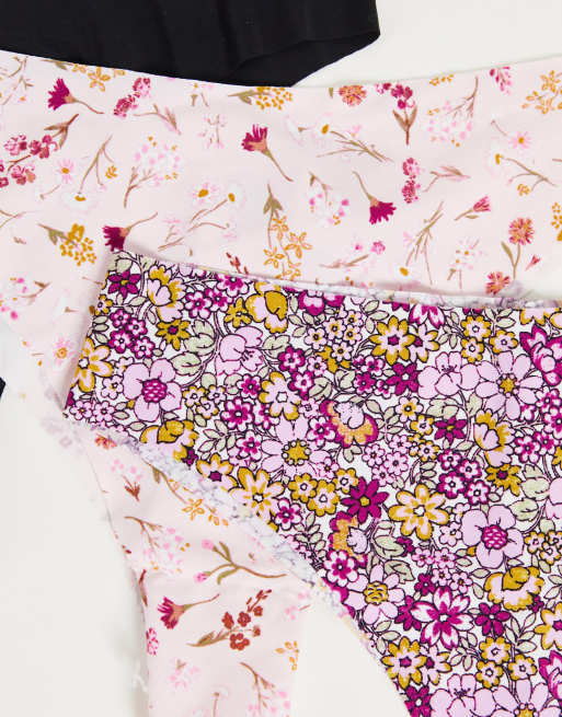 Cotton On - Confezione da 3 brasiliane stile tanga invisibili sgambate multicolore , 3 di 4