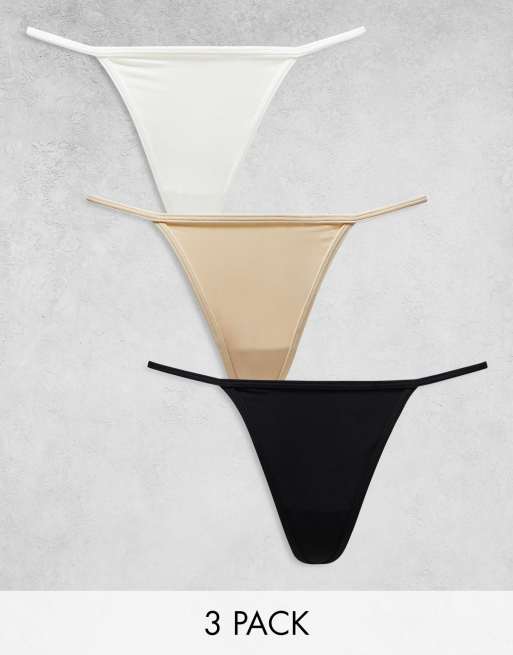 Cotton On - Confezione da 3 tanga invisibili con fascette sottili multicolore 