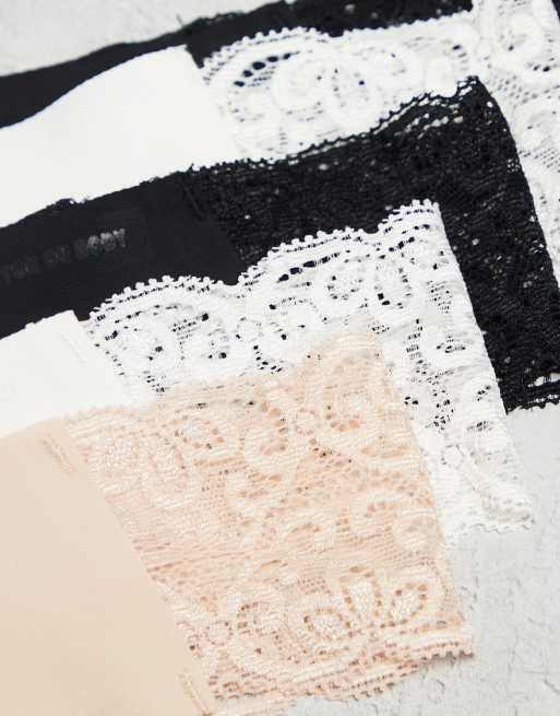 Cotton On - Confezione da 5 perizomi senza cuciture con pannelli in pizzo , 2 di 4