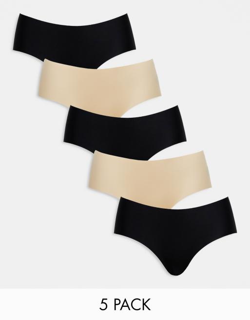 Cotton On - Confezione da 5 slip boyfriend multicolore neri e color frappè 