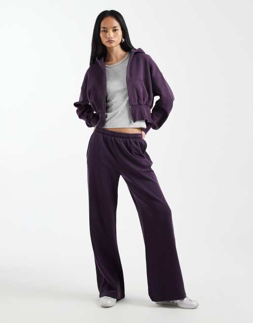 Cotton On - Conjunto color mora oscuro holgado con cremallera