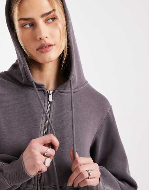 Cotton On contour zip through jacket in violet grey, 2 of 4