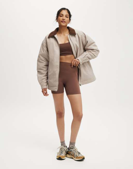 Cotton On Contrast collar oversized jacket in beige