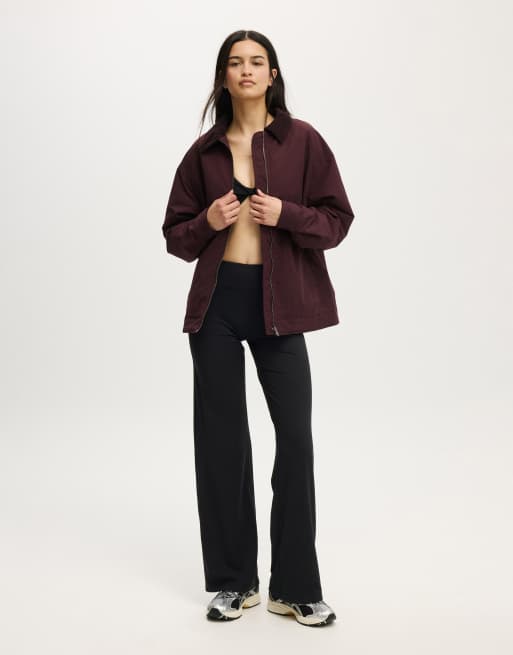 Cotton On Contrast collar oversized jacket in burgundy, 2 of 4