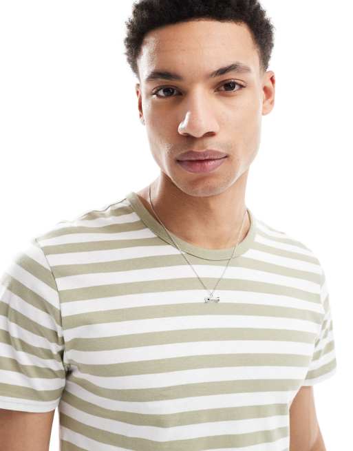 Cotton On contrast ringer T-shirt in green stripe