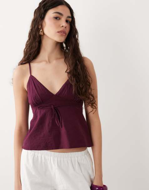 Cotton On cotton cami in blackberry - view 1