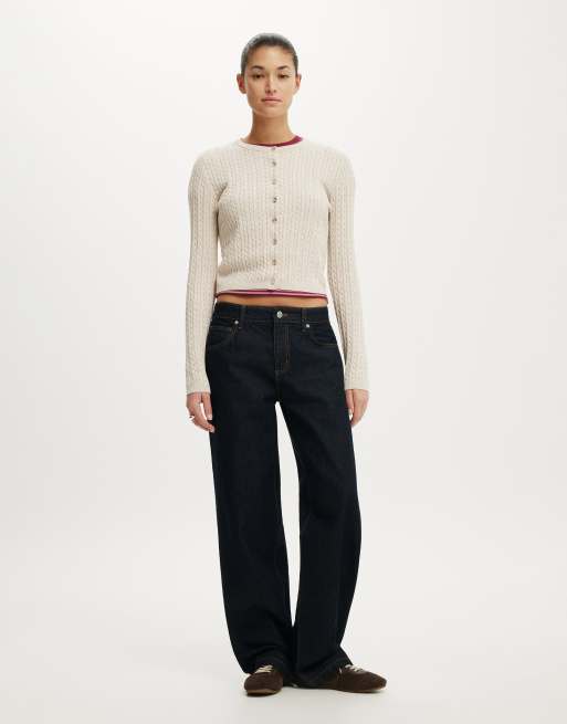 Cotton On Cotton crew neck cardigan in beige, 4 of 4