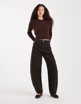 Cotton:on Cotton On Cotton Crew Neck Cardigan In Brown