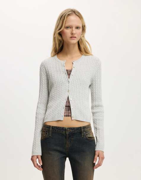 Cotton On Cotton crew neck cardigan in grey - view 1