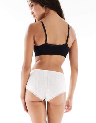 Cotton On Cotton Lace Boyshort Briefs In White