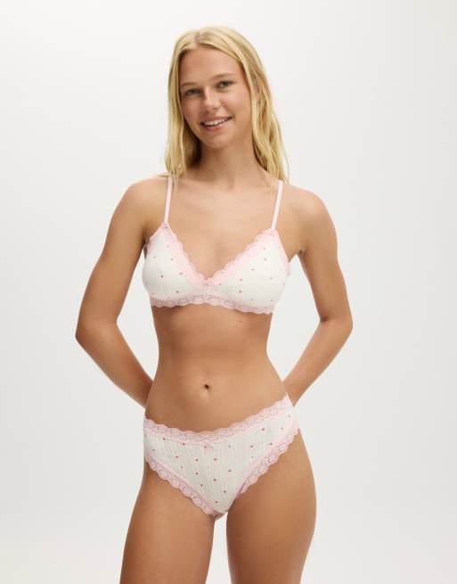 Cotton On Cotton lace triangle padded bralette in multi