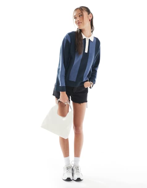 Cotton On Cotton long sleeve polo in blue