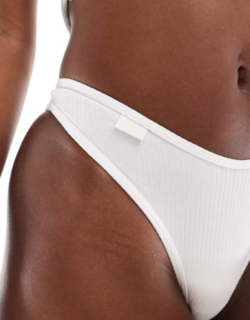 Cotton On cotton ribbed thong 2 pack in gray white , 4 of 4