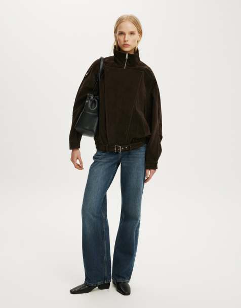 Cotton On Cove faux suede biker jacket in brown - view 1