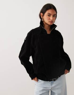Cotton On Cove Faux Suede Jacket In Black