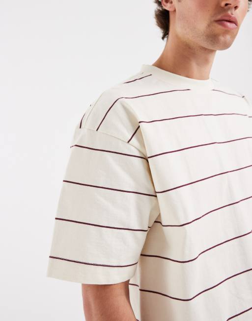 Cotton On - Cremehvid T-shirt med striber og firkantet pasform, 3 af 5