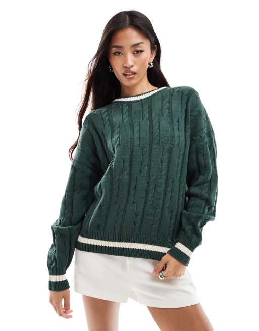 Cotton On crew neck pullover knit jumper in green ASOS