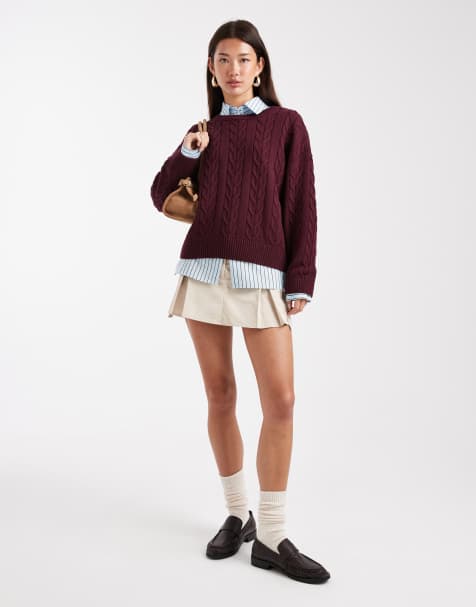 Cotton On crew neck sweater in deep pomegranate - view 1