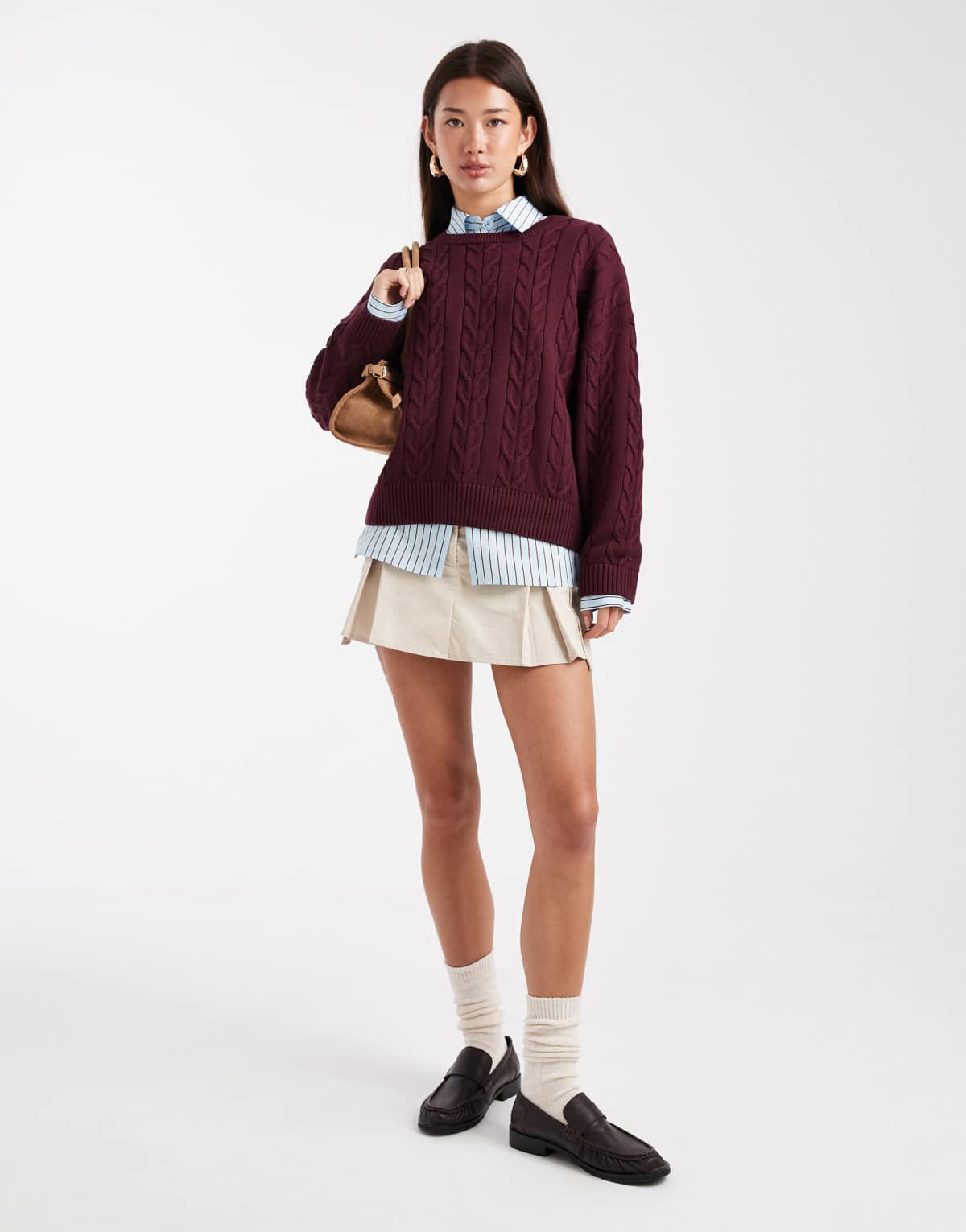 Cotton On crew neck sweater in deep pomegranate