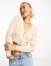 ASOS DESIGN scoop neck cardi with short sleeves in pointelle