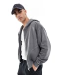 [Cotton:On] Cotton On cropped box zip up hoodie in slate stone-Grey Chest 46 Slate stone