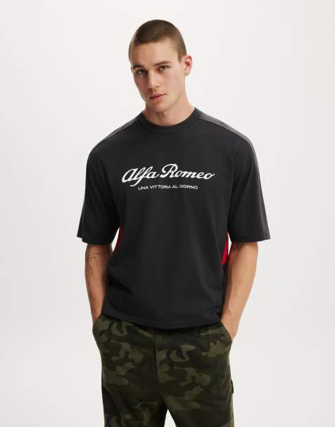 Cotton On Cropped fit alfa romeo t-shirt in black - view 1